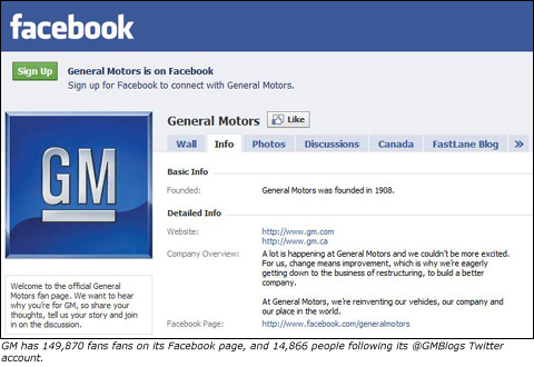 La page Facebook de GM, prise d�assaut par les fans de la marque Saab !